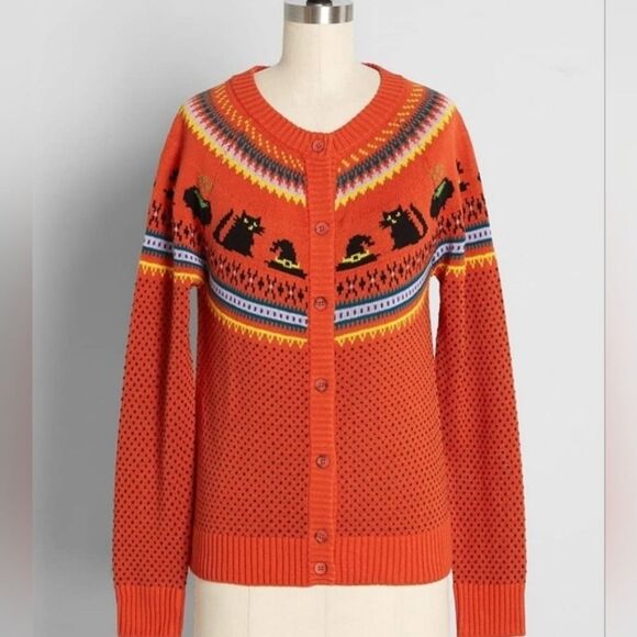 Modcloth Sweaters - ModCloth Witches Candy Fair Isle Knit Cardigan